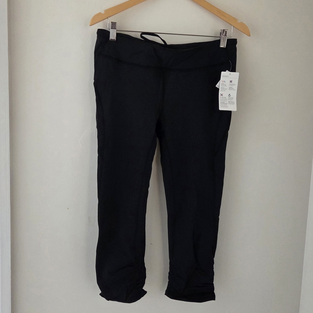 GAP Gfast Black Cropped Workout Leggings Pants SIZE large NWT